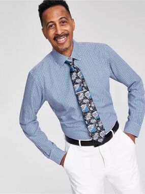 Tayion by Montee Holland Blue Check Dress Shirt NWT Men’s 15-15.5 34/35